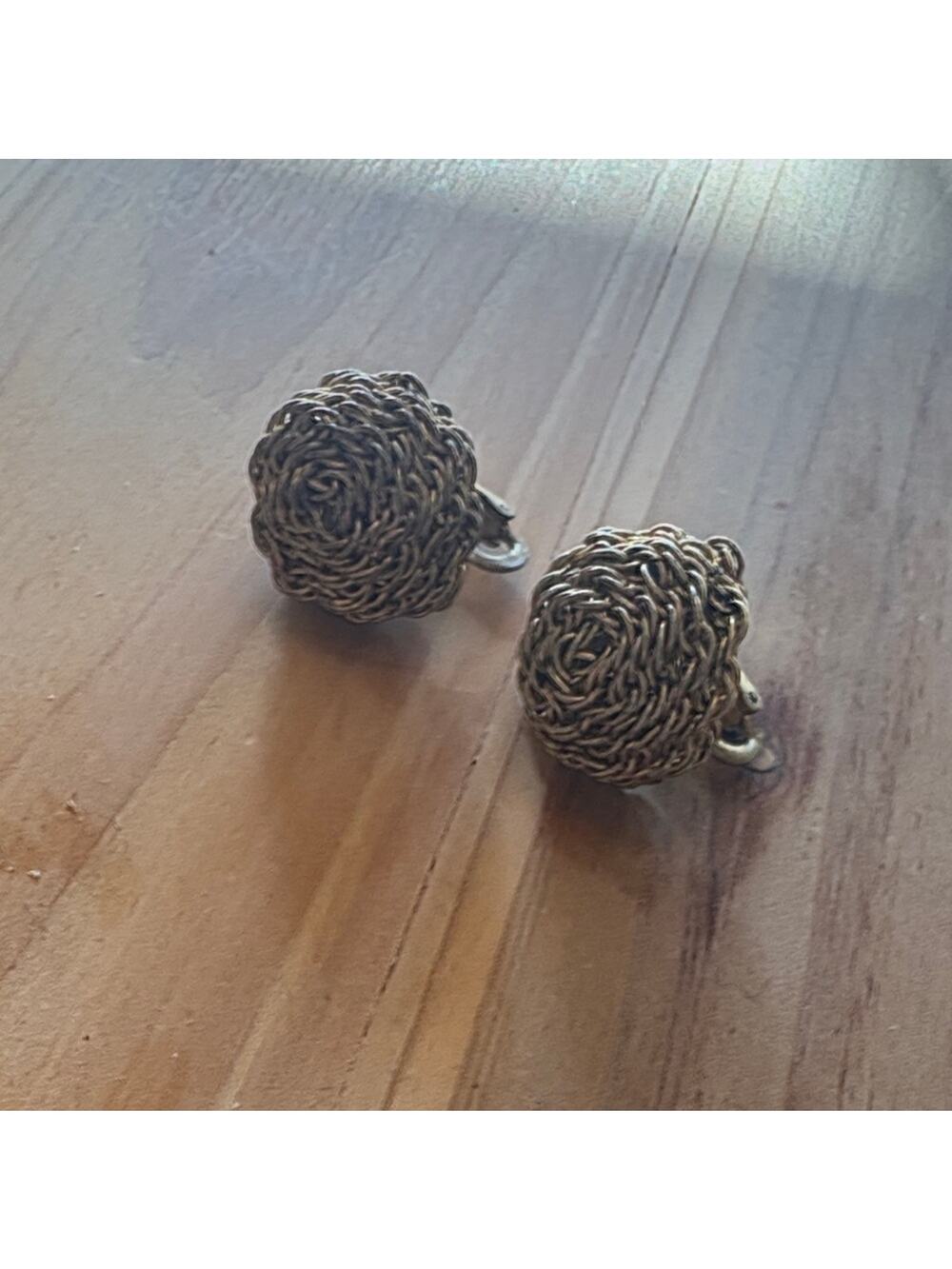 Miriam Haskell vintage chain Gold-Tone Knot clip earrings